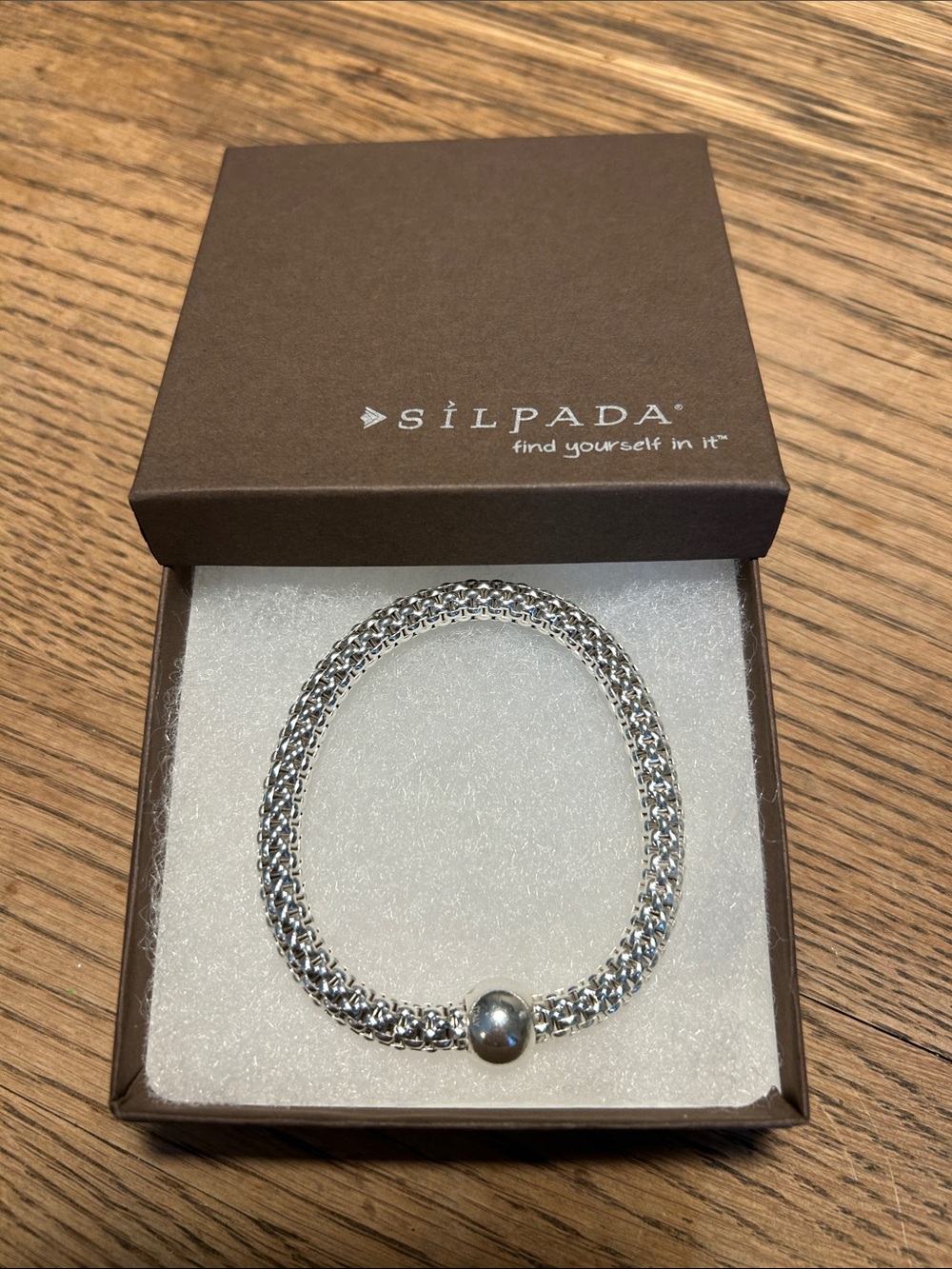 Silpada .925 Sterling Silver Toned Chain “Chic” Stretch Bracelet